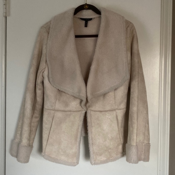 White House black market faux suede Sherpa jacket, size Med - Picture 1 of 9